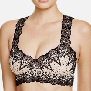 Free People Flocked Mesh Bralette Size Size L